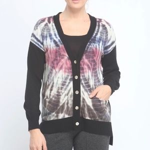 Zoe Couture Cashmere Hand Dye Block V Neck Cardigan